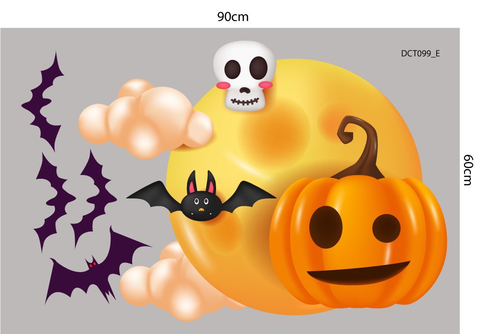 Combo Decal Trang Trí Halloween Bí Ngô Và Ếch Xanh Phát Kẹo