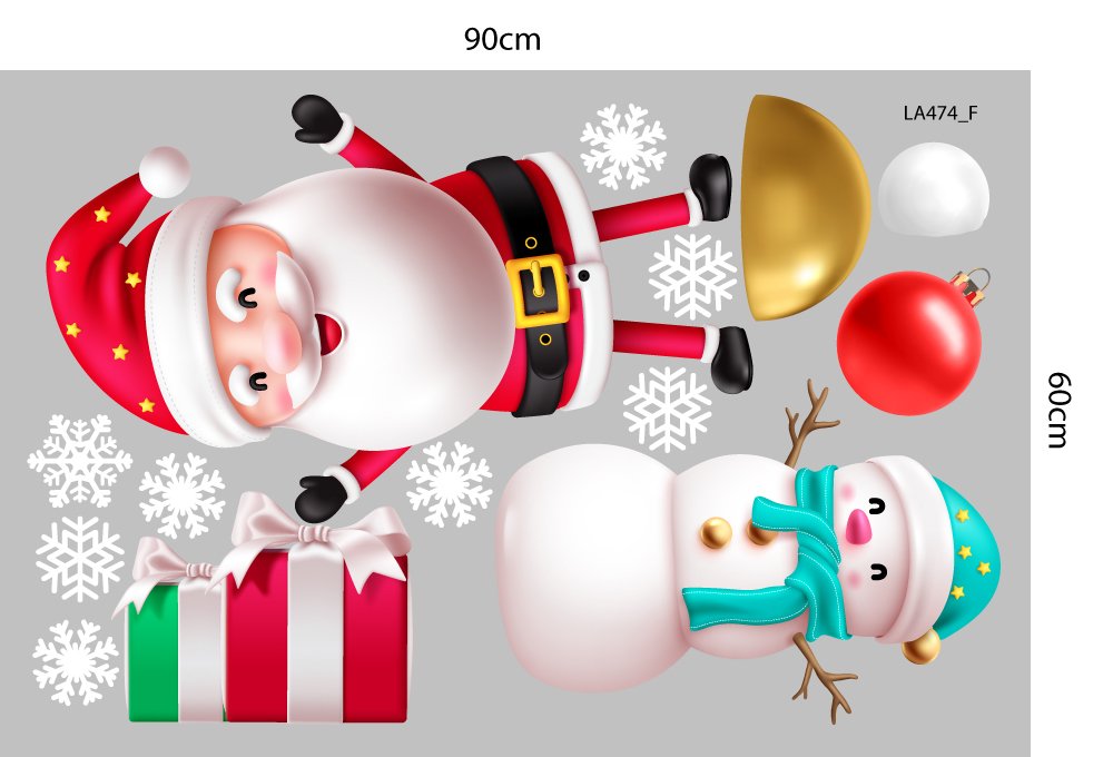 Combo Decal Trang Trí Noel Merry Chistmas Ông Già Noel Và Ngôi Nhà Tuyết Ấm Áp