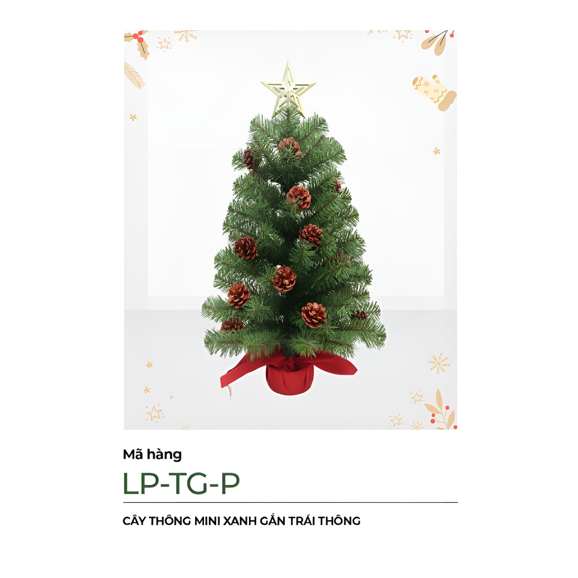 C&acirc;y th&ocirc;ng noel mini m&agrave;u xanh gắn tr&aacute;i th&ocirc;ng