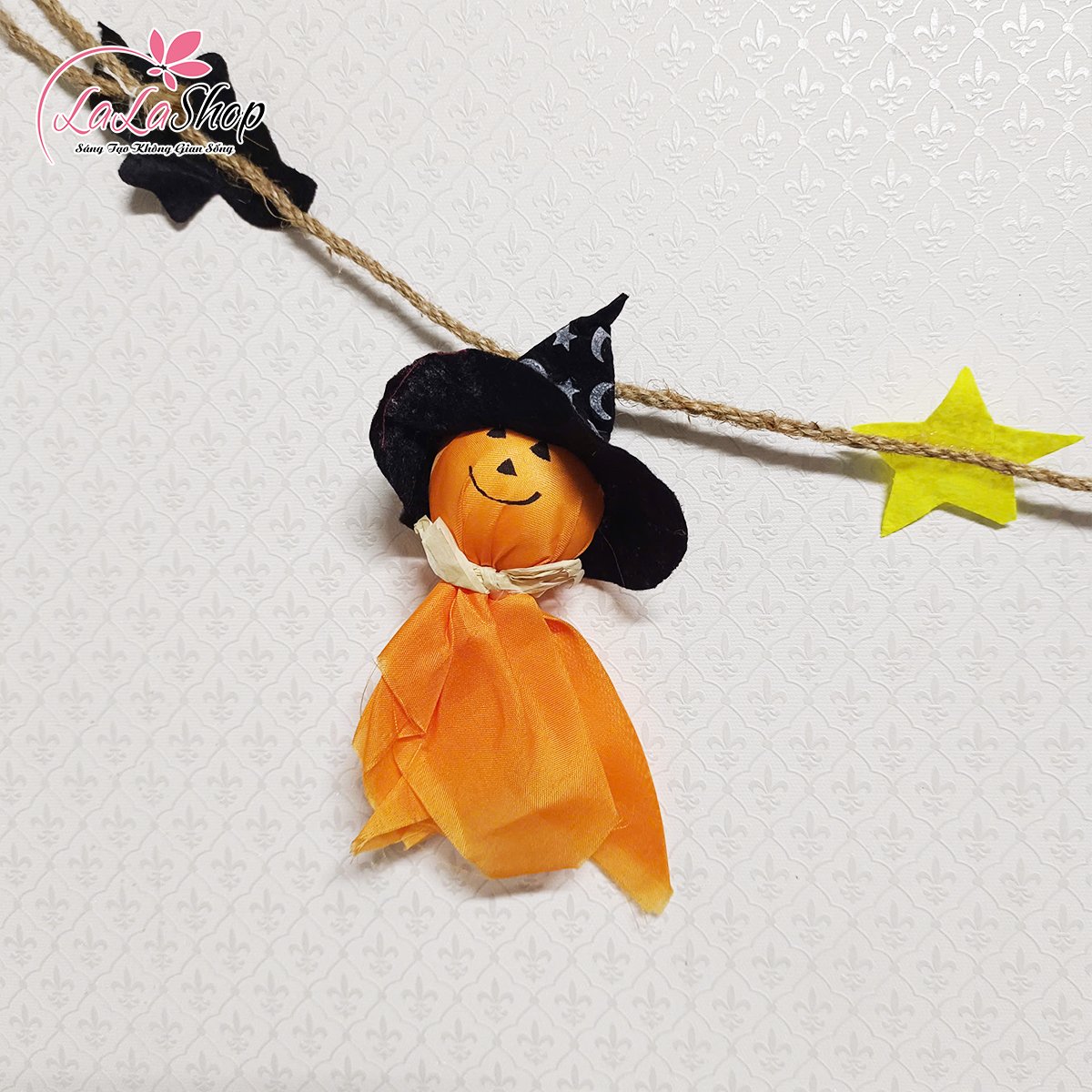 Đồ treo trang trí Halloween Dây Treo Bù Nhìn Phù Thủy Dài 1m