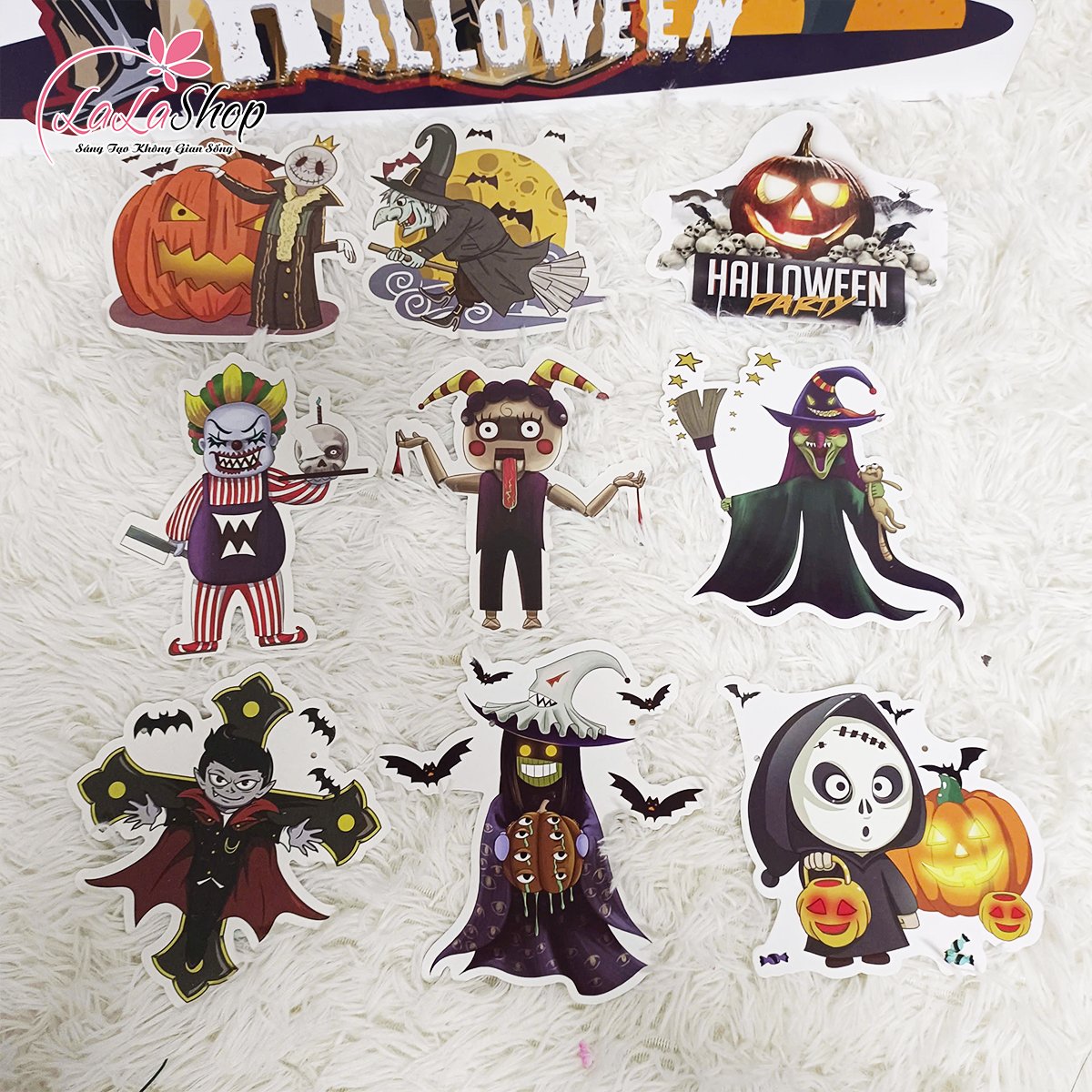 Đồ treo trang trí Halloween Set 9 Hình Dây Treo Phù Thủy Và Bù Nhìn Đáng Sợ