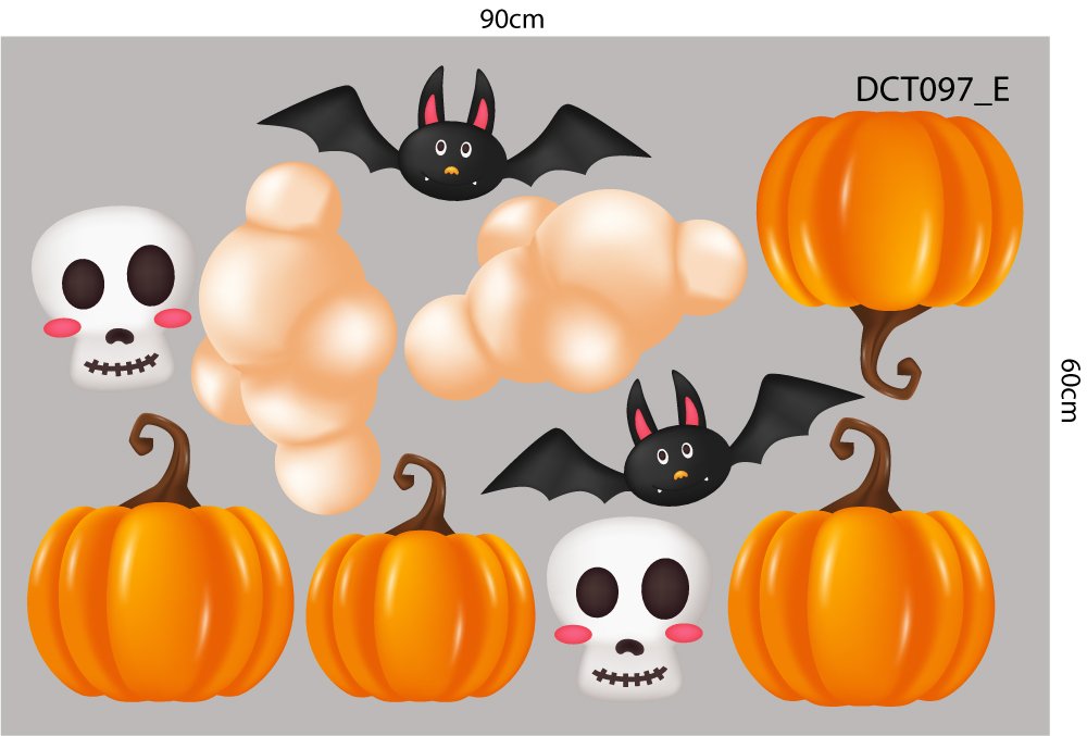 Combo Decal Trang Trí Halloween Bá Tước Dracula Và Xác Sống Hài Hước