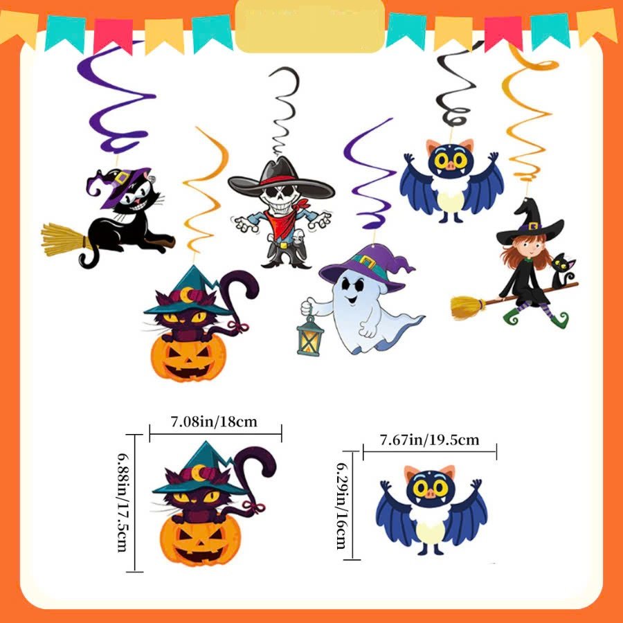 Đồ treo trang trí Halloween Set Dây Treo Lò Xo 6 Hình Phù Thủy Và Bóng Ma Bí Ẩn