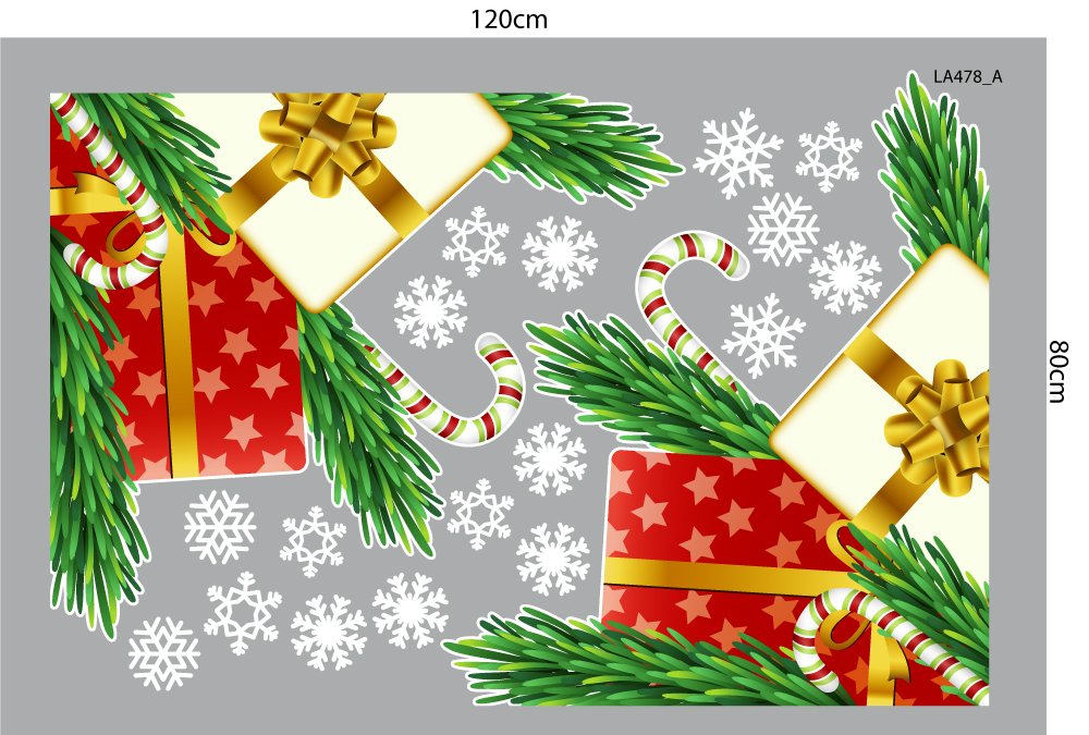 Combo Decal Trang Trí Noel Merry Chistmas Gấu Trắng Và Những Người Bạn Phát Quà