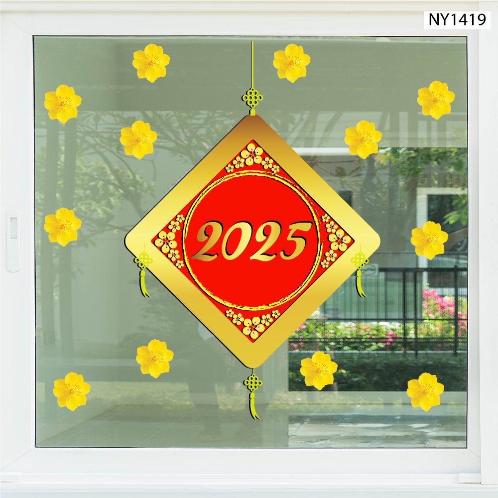 Decal trang trí tết mừng năm mới 2025