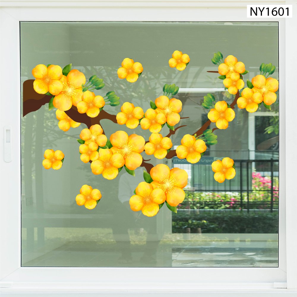 Decal Trang Trí Tết Hoa Mai Vàng