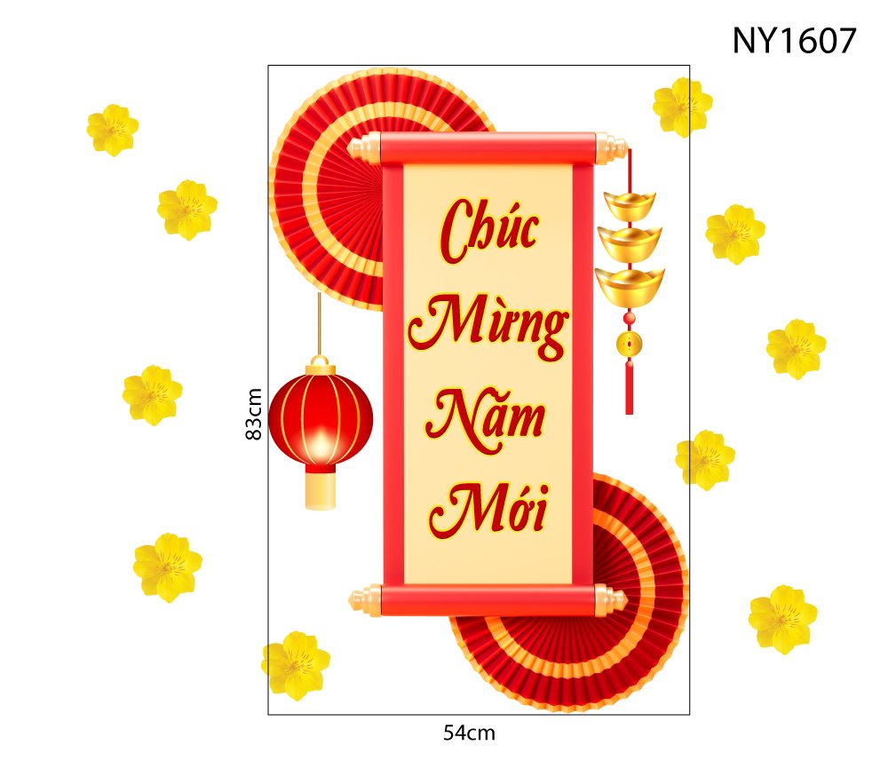 Decal Trang Trí Tết Chúc Mừng Năm Mới