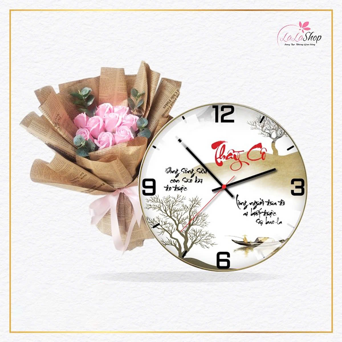 Combo đồng hồ kèm hoa sáp thơm cao cấp