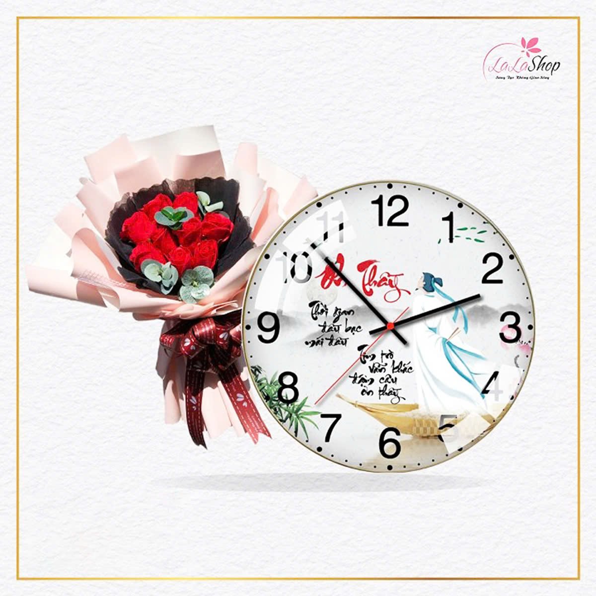 Combo đồng hồ kèm hoa sáp thơm cao cấp mẫu 2