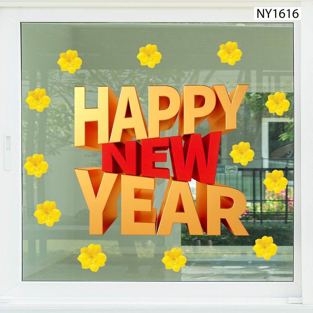 Decal Trang Tr&iacute; Tết Happy New Year