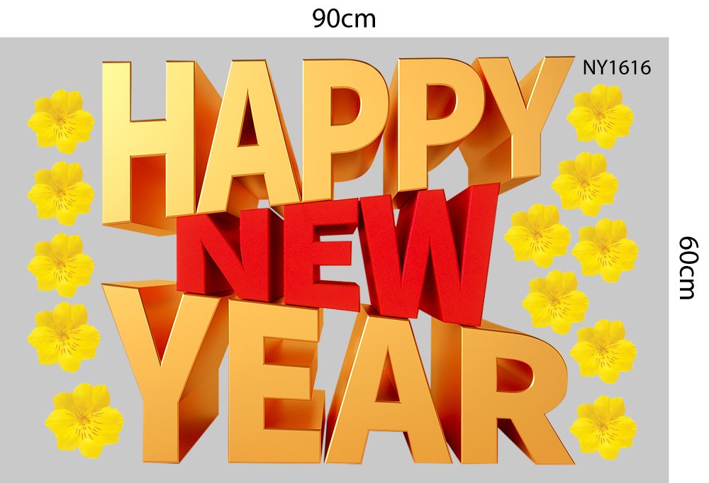 Decal Trang Tr&iacute; Tết Happy New Year