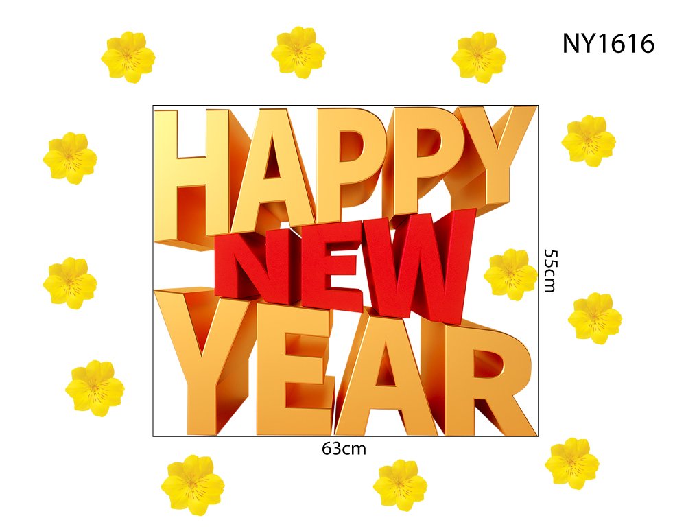 Decal Trang Tr&iacute; Tết Happy New Year