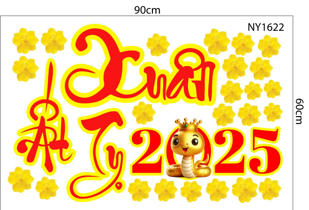Decal Trang Trí Tết chào mừng xuân Ất Tỵ 2025