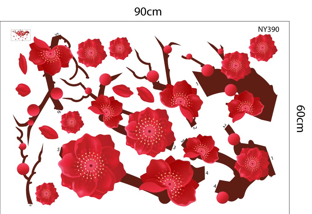 Combo Decal Trang Trí Tết Ất Tỵ én vàng đón Xuân