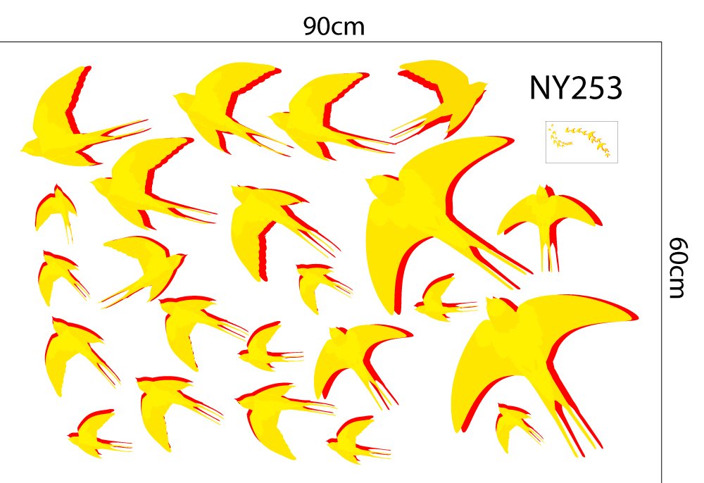 Combo Decal Trang Trí Tết Ất Tỵ én vàng đón Xuân