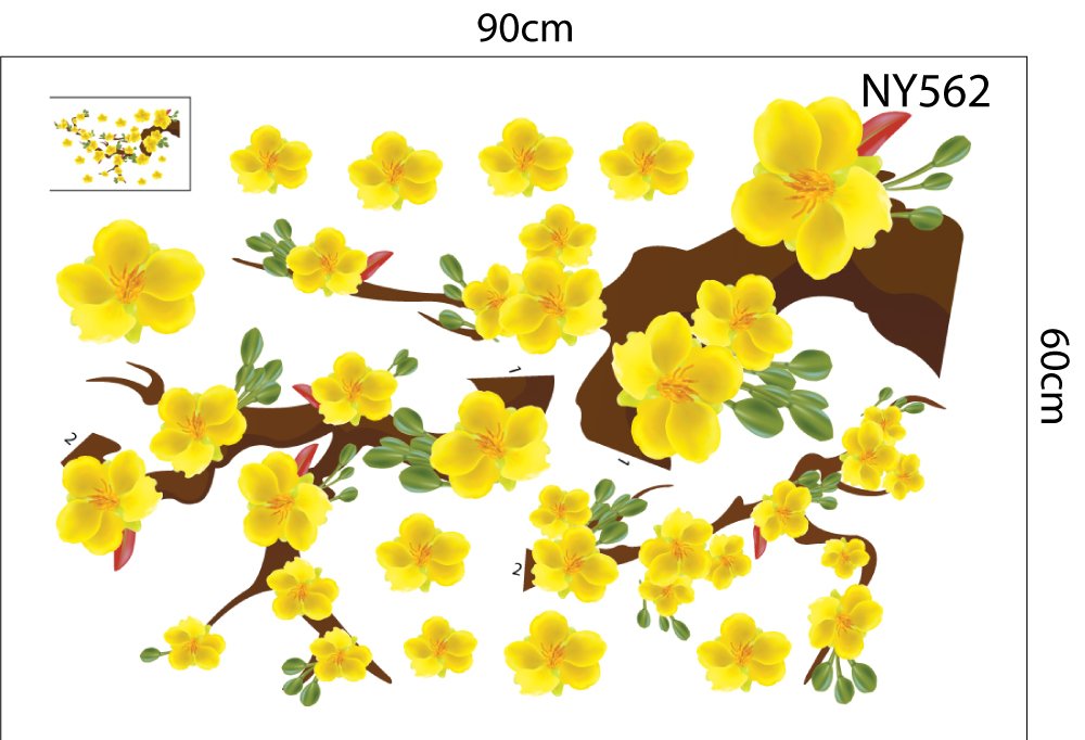 Combo Decal Trang Trí Tết Ất Tỵ thần tài gõ cửa đón xuân như ý