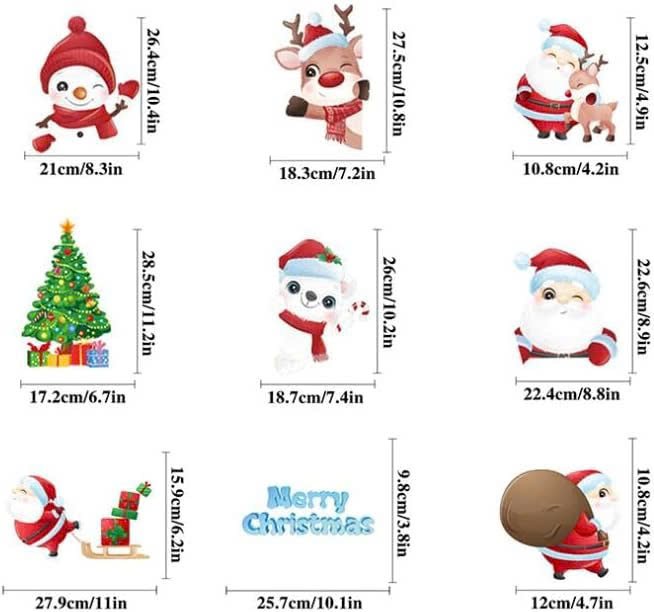 Combo 9 Tấm Decal Tĩnh Điện 2 Mặt Trang Trí Noel Gấu Trắng Và Những Người Bạn Xinh Xắn