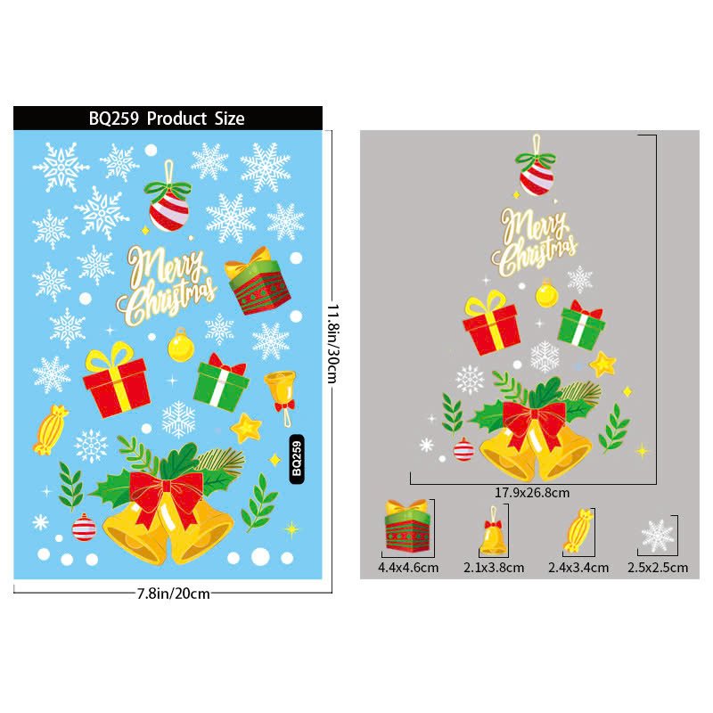 Combo 9 Tấm Decal Tĩnh Điện 2 Mặt Trang Trí Ông Già Noel Và Người Tuyết Trang Trí Cây Thông