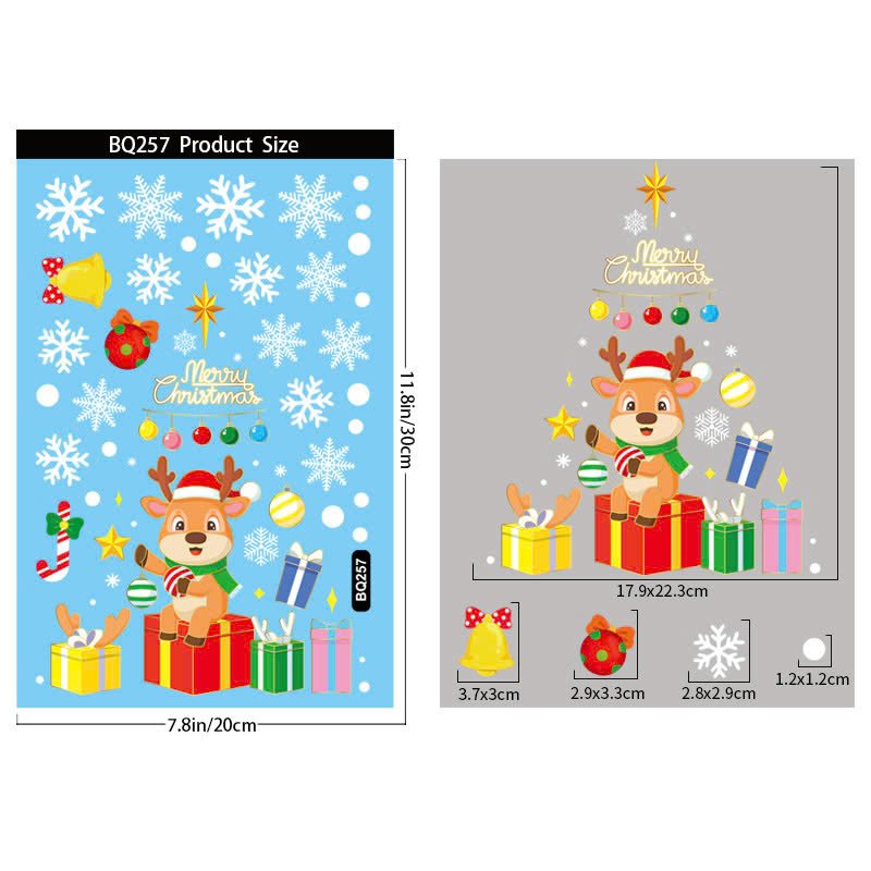 Combo 9 Tấm Decal Tĩnh Điện 2 Mặt Trang Trí Ông Già Noel Và Người Tuyết Trang Trí Cây Thông