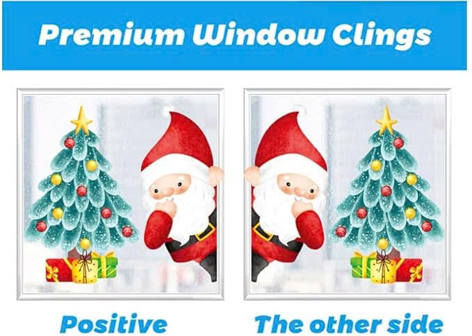 Combo 9 Tấm Decal Tĩnh Điện 2 Mặt Trang Trí Ông Già Noel Và Người Tuyết Vui Đón Giáng Sinh