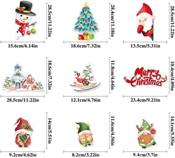 Combo 9 Tấm Decal Tĩnh Điện 2 Mặt Trang Trí Ông Già Noel Và Người Tuyết Vui Đón Giáng Sinh