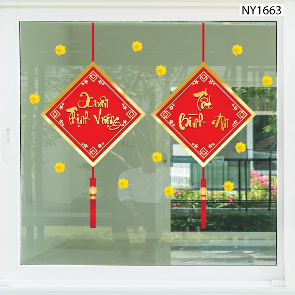 Decal Trang Trí Tết Xuân Thịnh Vượng Tết Bình An