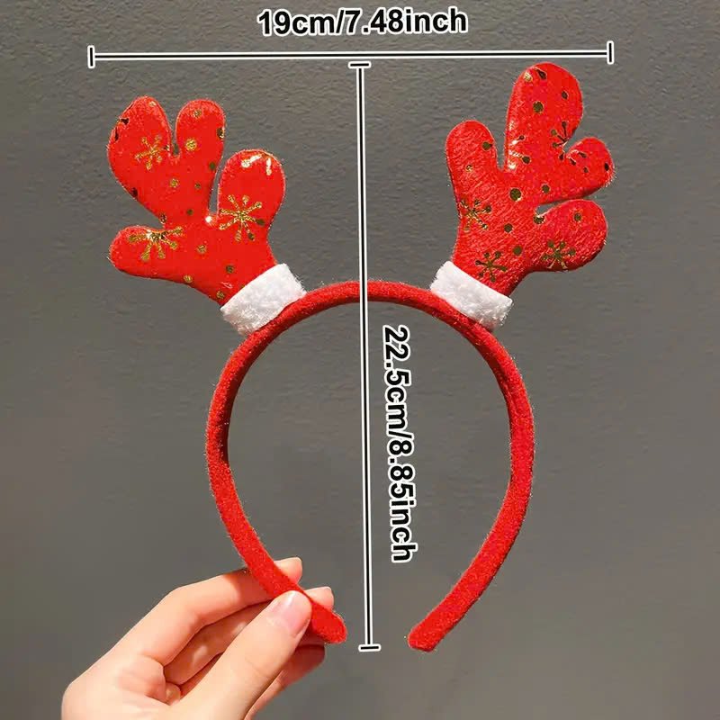 Băng đô noel tuần lộc đỏ và hoa tuyết vàng