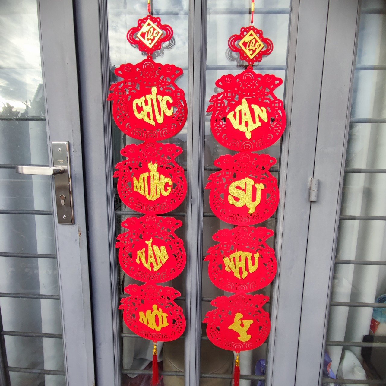 Cặp liễn c&acirc;u đối hủ v&agrave;ng t&agrave;i lộc 1m3 Ch&uacute;c mừng năm mới - Vạn sự như &yacute;