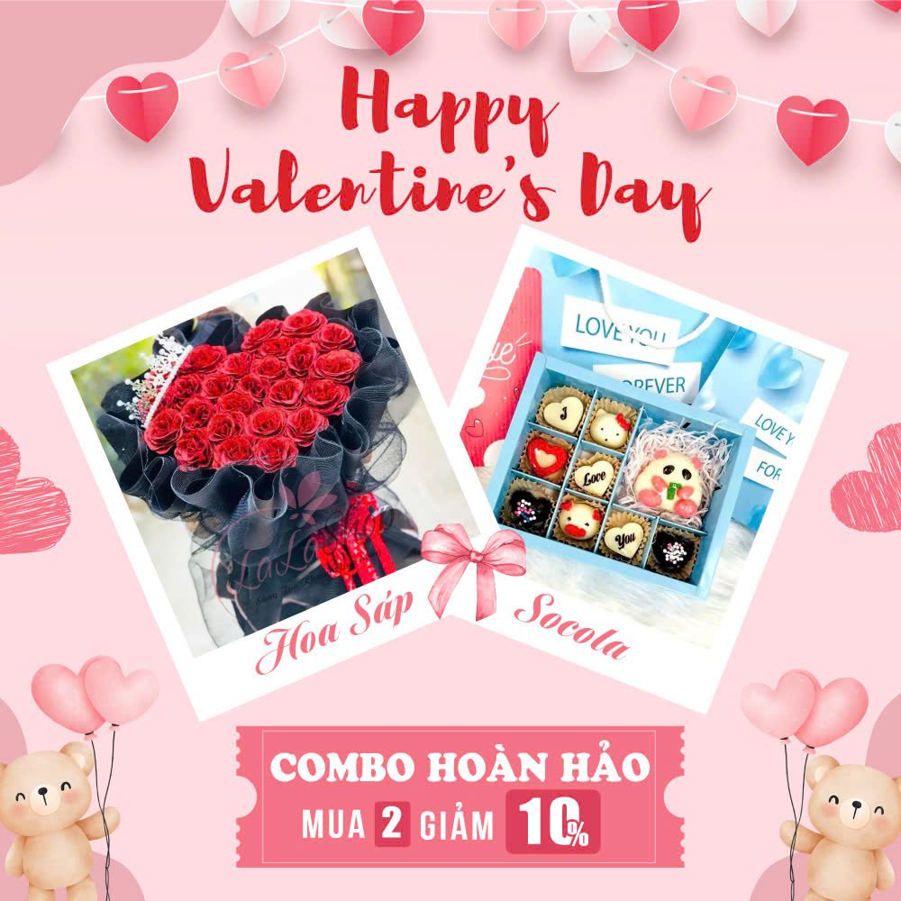 Set Quà Tặng Hoa Sáp Vương Miện Và Socola Valentine