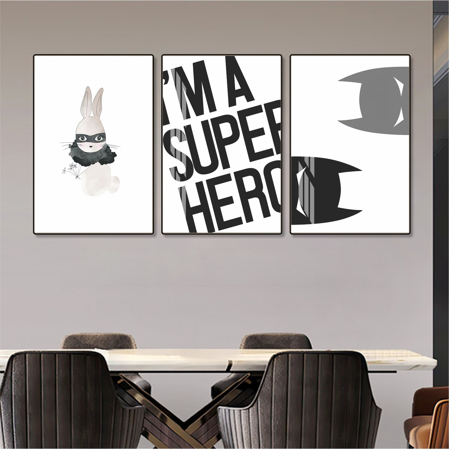 Bộ 3 Tấm Tranh Treo Tường Siêu Nhân Super Hero