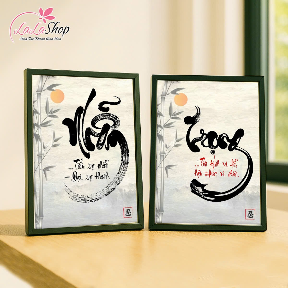 Tranh để bàn thư pháp in uv 5D cao cấp