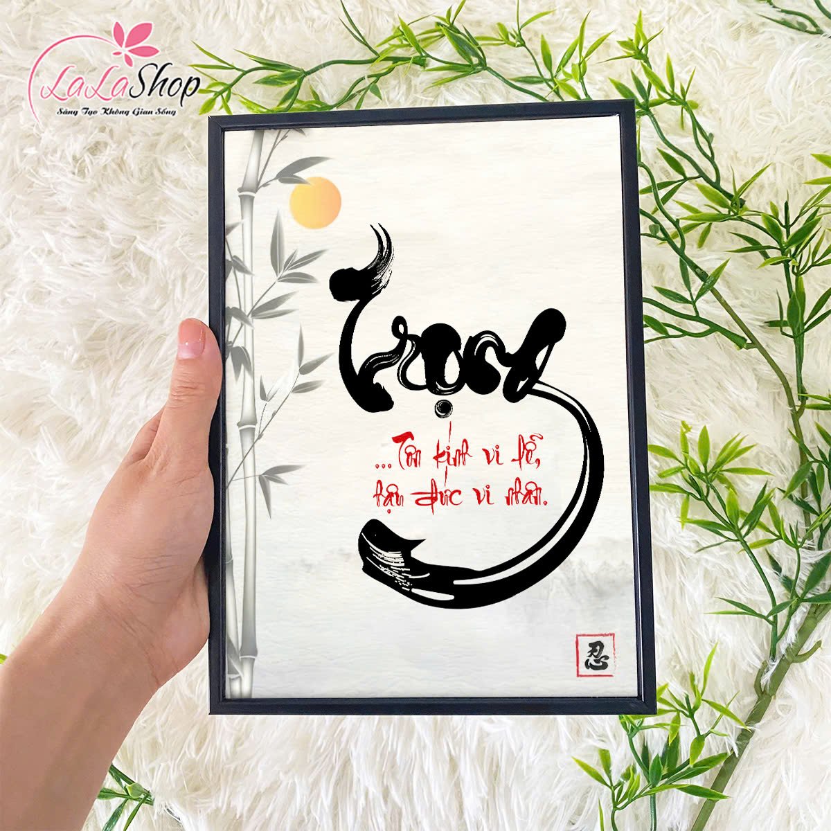 Tranh để bàn thư pháp in uv 5D cao cấp