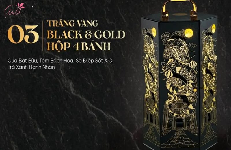 Hộp 4 b&aacute;nh Kinh Đ&ocirc; Trăng V&agrave;ng Black & Gold Thượng Hạng 