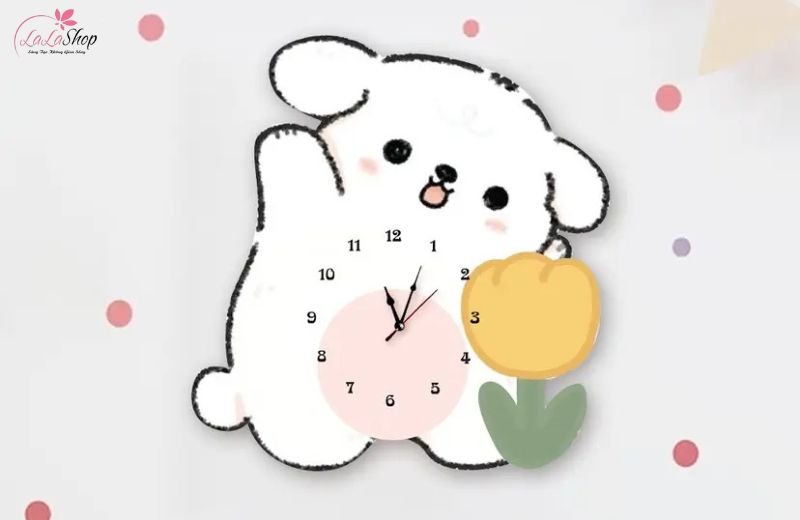 Đồng hồ gỗ trang tr&iacute; ph&ograve;ng trẻ em, h&igrave;nh th&uacute; dễ thương
