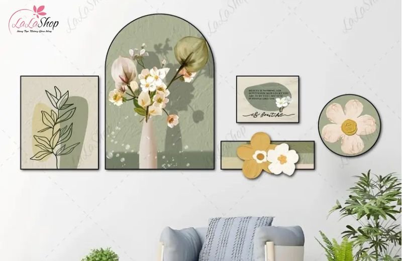 tranh formex b&igrave;nh hoa v&agrave; l&aacute; nghệ thuật 