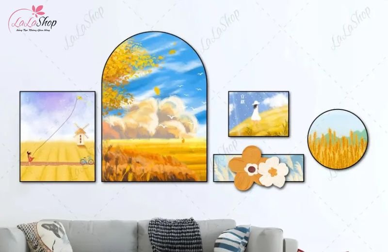 Tranh formex c&ocirc; b&eacute; v&agrave; c&aacute;nh đồng tuổi thơ