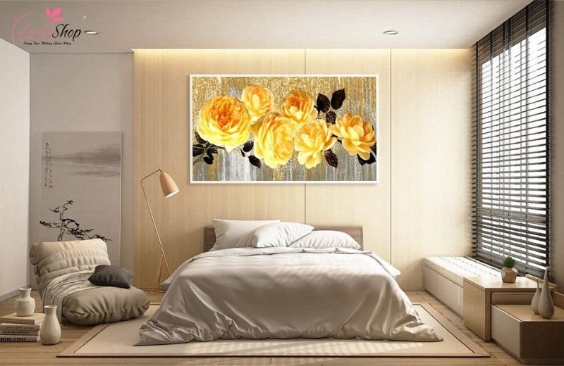 K&iacute;ch thước tranh n&ecirc;n c&acirc;n đối với tường ph&ograve;ng ngủ 