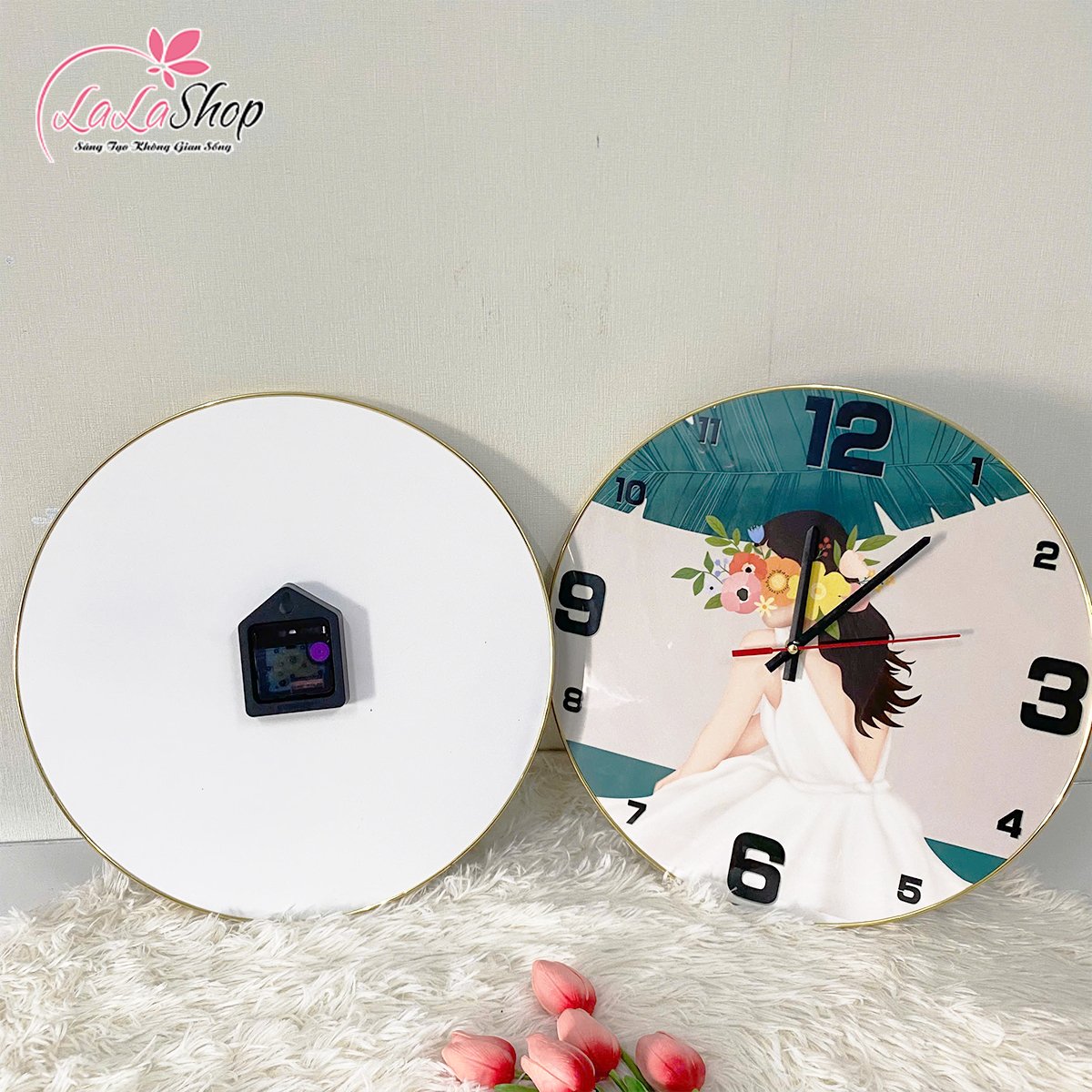 Đồng Hồ Treo Tường C&ocirc; G&aacute;i V&agrave; Hoa L&aacute; TR3211