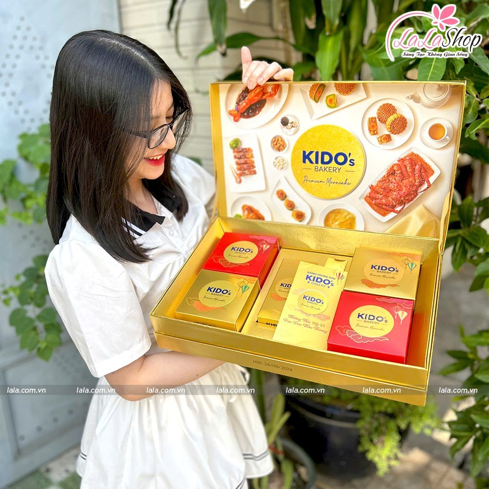Hộp 4 B&aacute;nh Trung Thu Kido Mỹ Vị Thịnh Vượng V&agrave;ng (CB4)