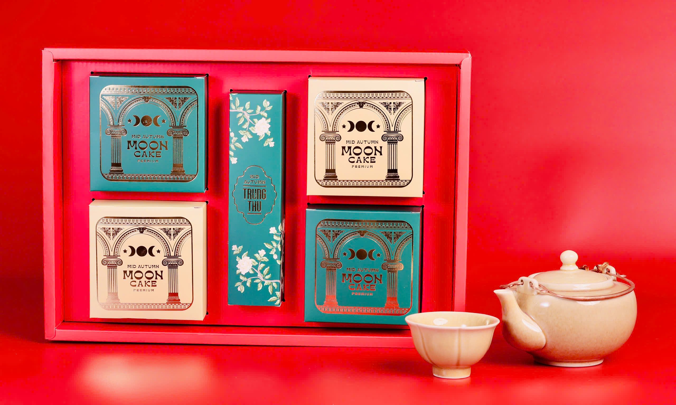 Hộp 4 B&aacute;nh Trung Thu T&acirc;n D&acirc;n Lợi Song Hạc Vinh Hoa