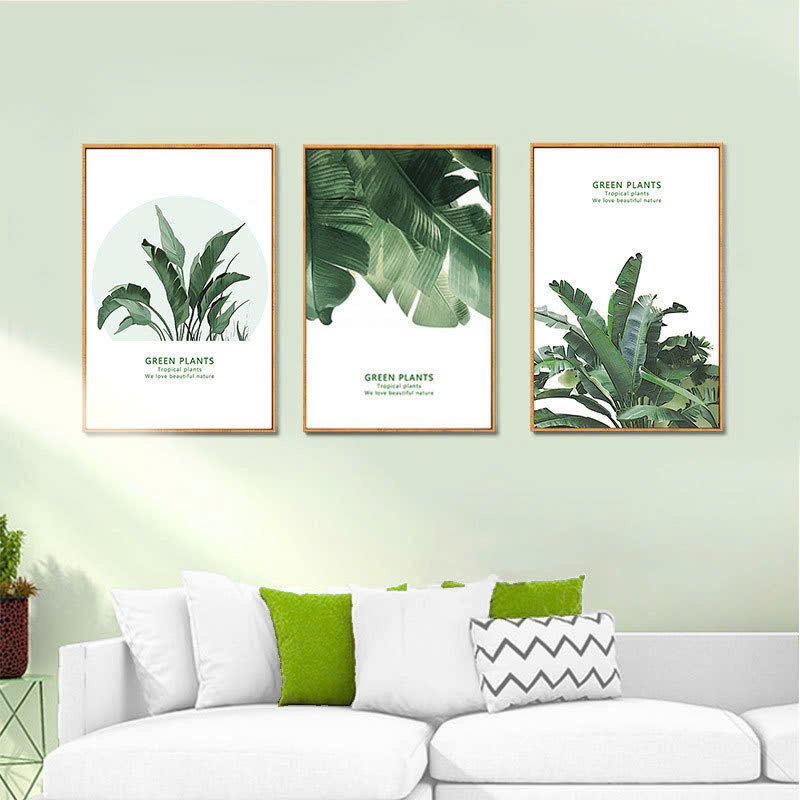 Tranh Treo Tường Bộ 3 Tấm Thiên Nhiên Lá Xanh Green Plants