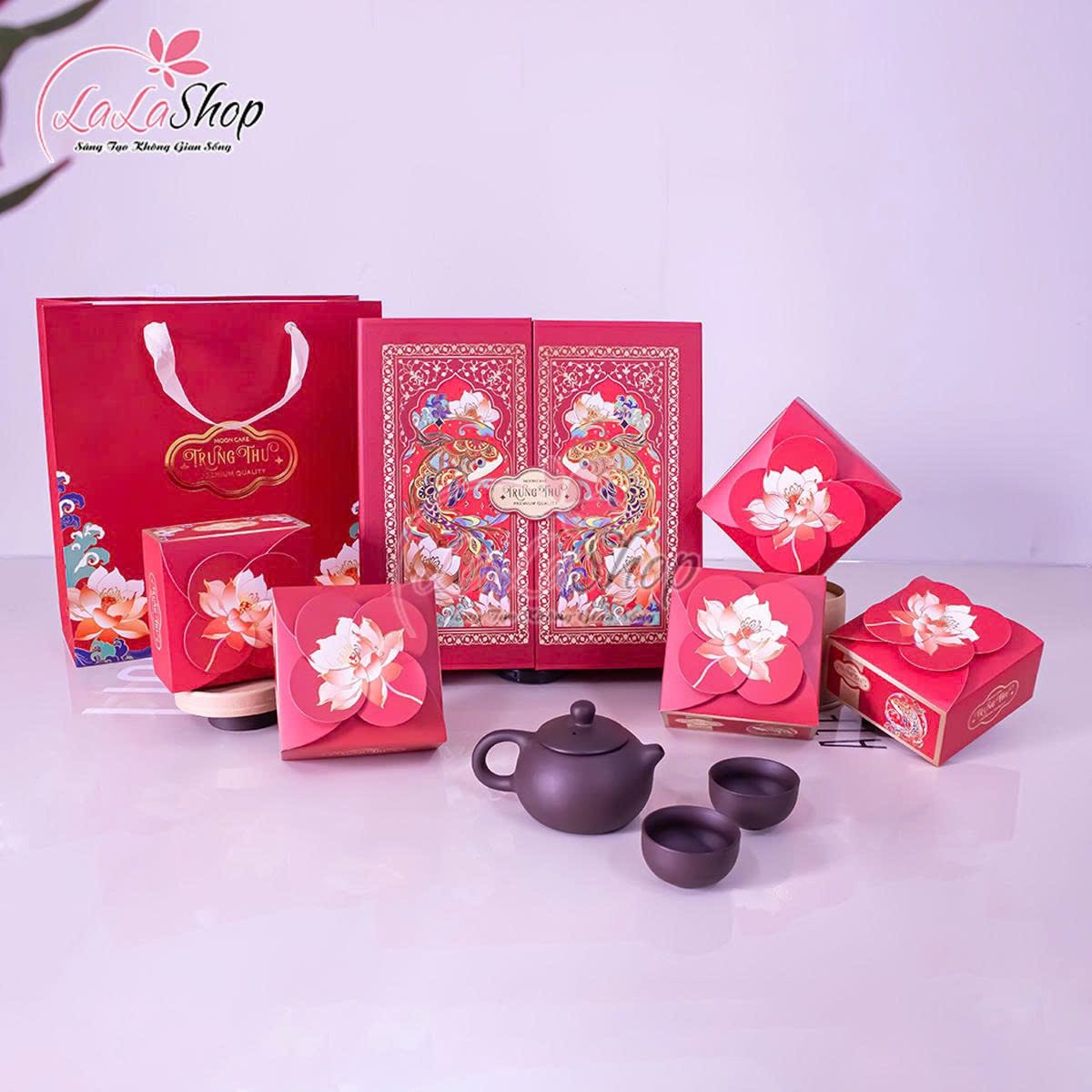 Hộp 4 Bánh Trung Thu Tân Dân Lợi Ngư Hoa Vạn Phúc