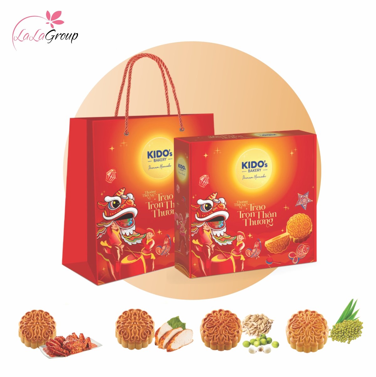 Hộp 4 B&aacute;nh Trung Thu KIDO C&aacute;t Tường