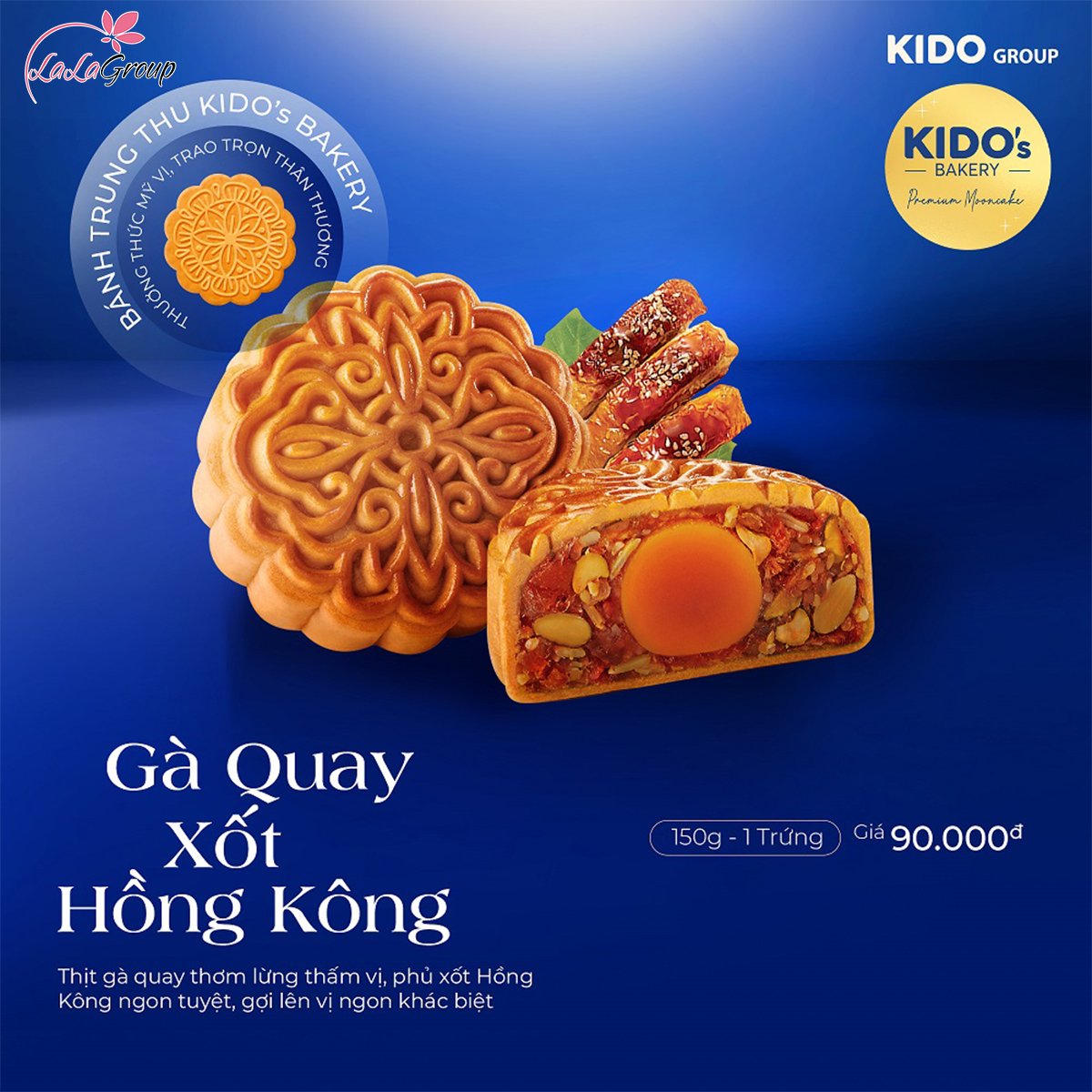 B&aacute;nh Trung Thu KIDO G&agrave; Quay Xốt Hồng K&ocirc;ng 1 Trứng 150g (GQ1)