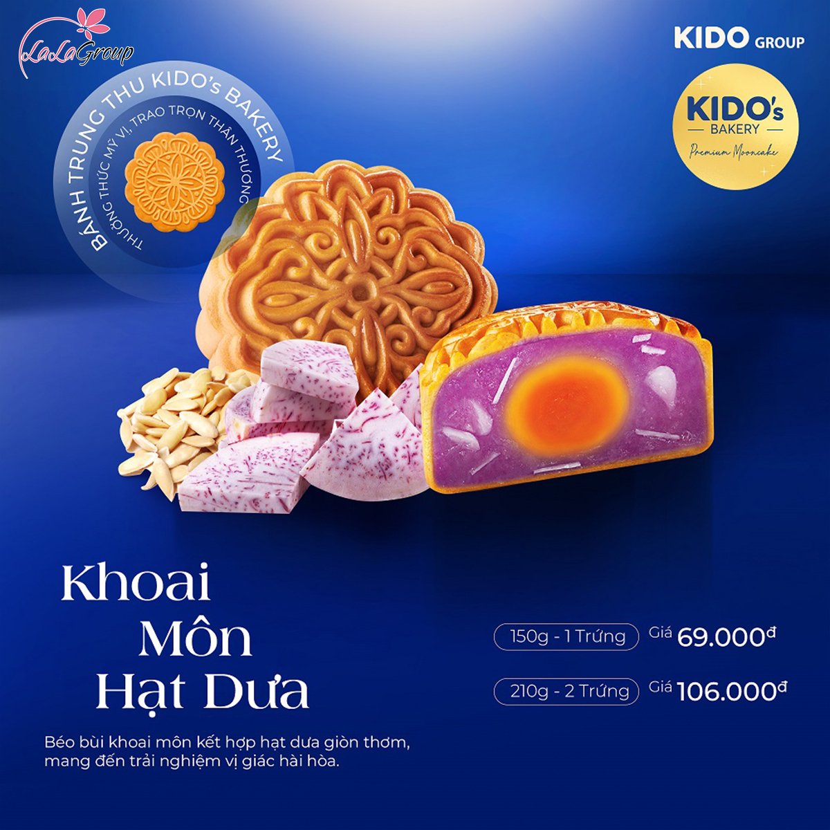 B&aacute;nh trung thu Kido Khoai M&ocirc;n Hạt Dưa 1 trứng 150g (KM1)