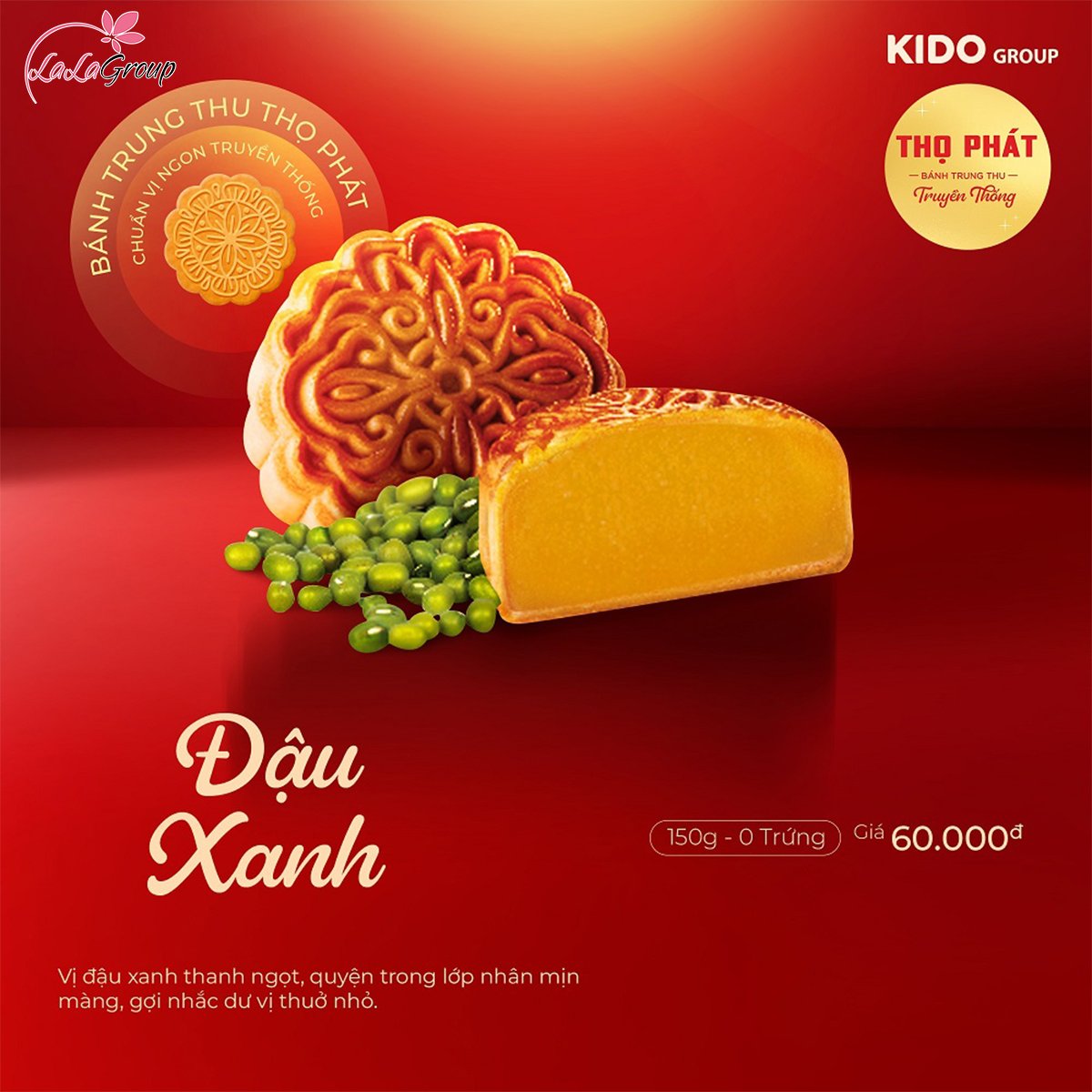 B&aacute;nh Trung Thu Thọ Ph&aacute;t Đậu Xanh 0 Trứng 150g (TX0)