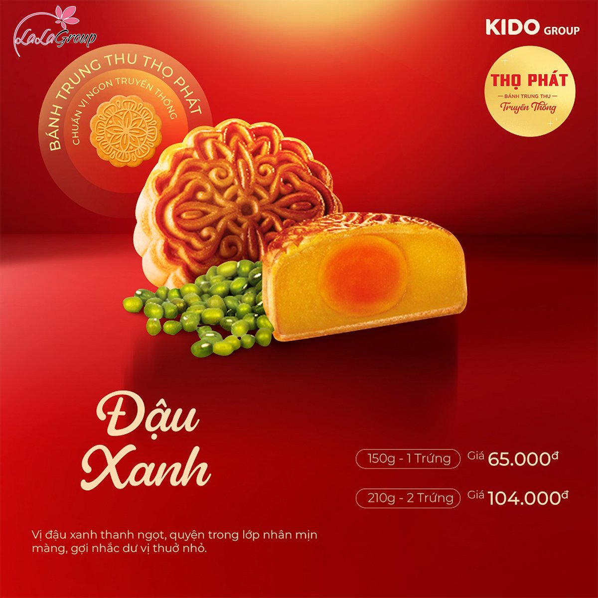 B&aacute;nh Trung Thu Thọ Ph&aacute;t Đậu Xanh 2 Trứng 210g (TX2)