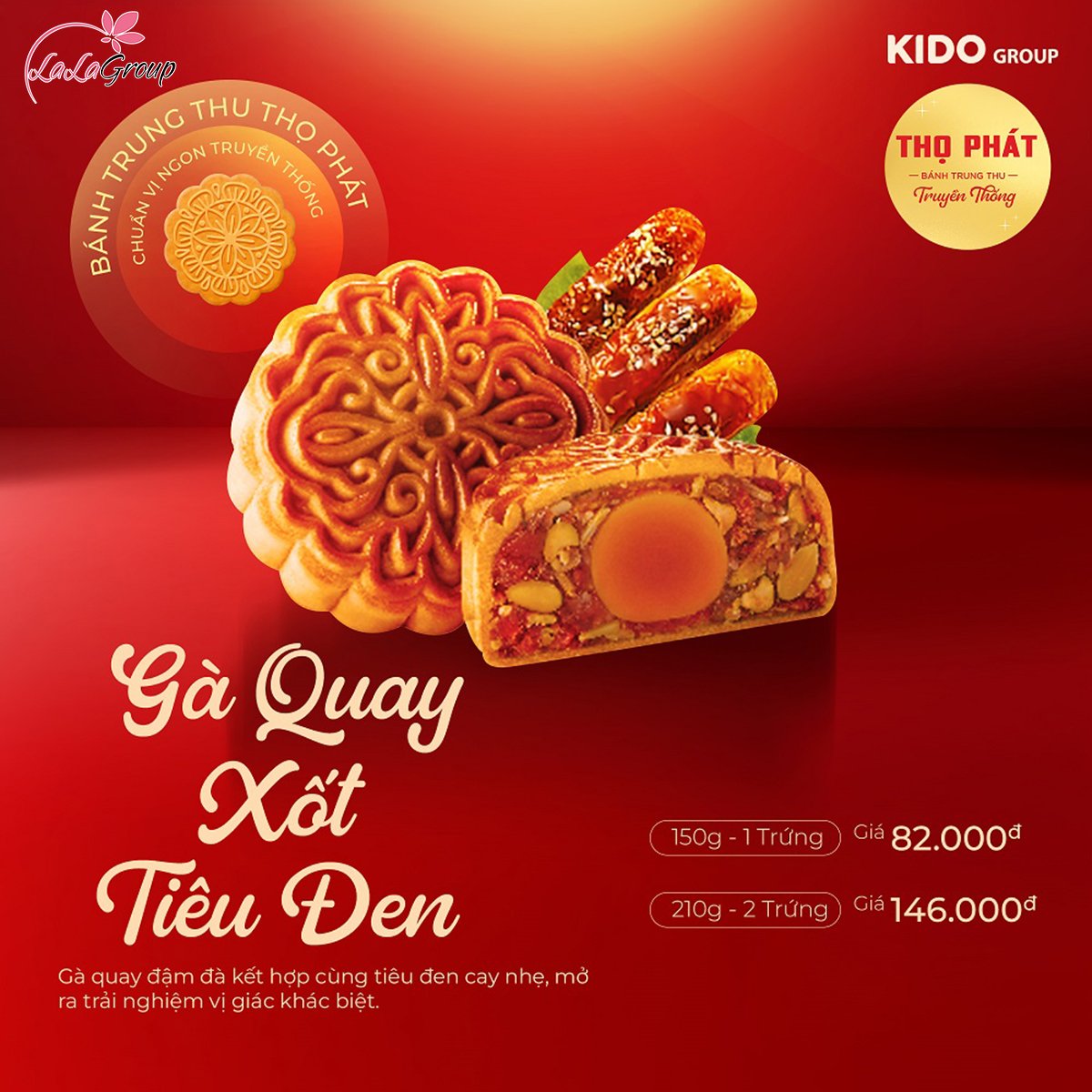 B&aacute;nh Trung Thu Thọ Ph&aacute;t G&agrave; Quay Xốt Ti&ecirc;u Đen 2 Trứng 210g (TQ2)