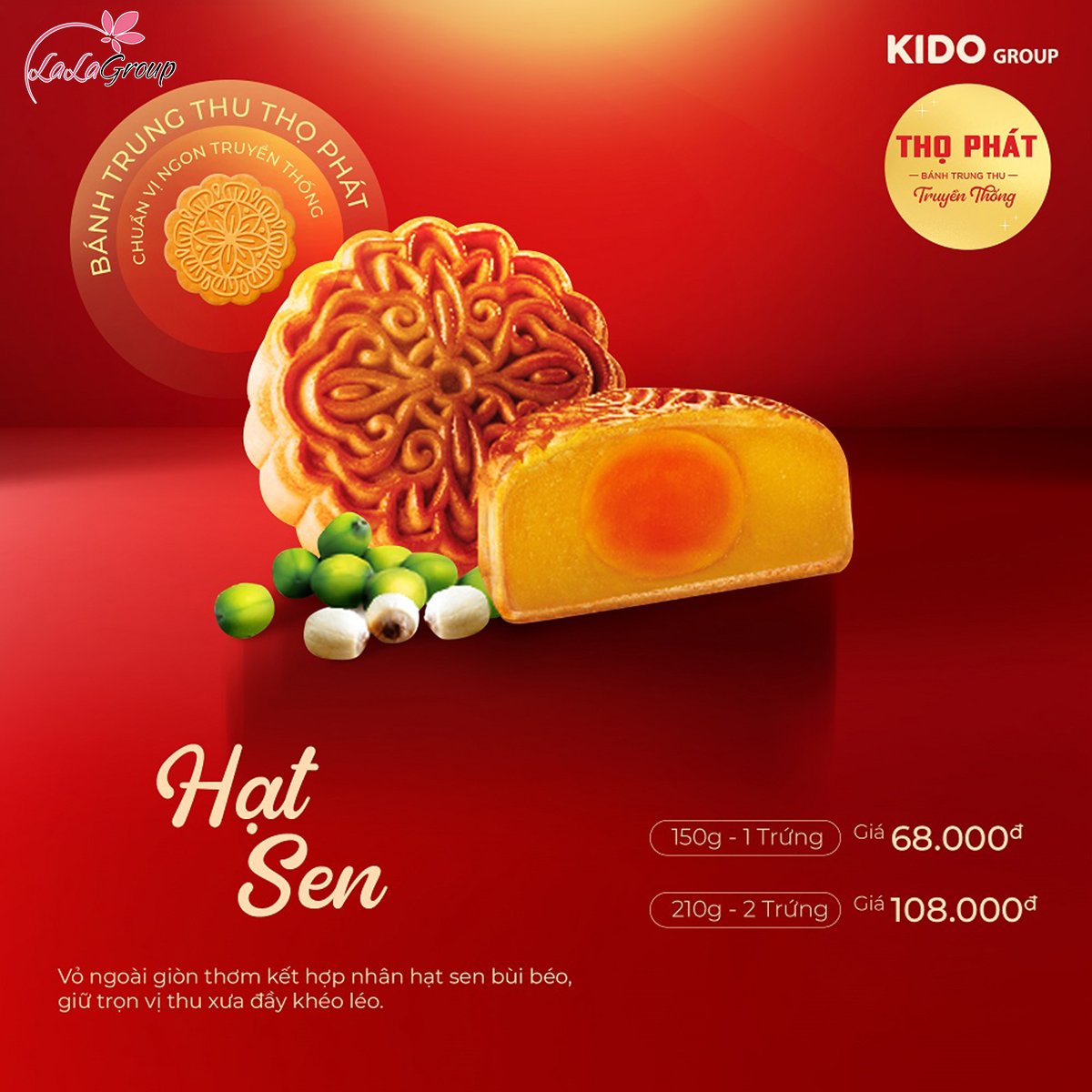 B&aacute;nh Trung Thu Thọ Ph&aacute;t Hạt Sen 1 Trứng 150g (TS1)