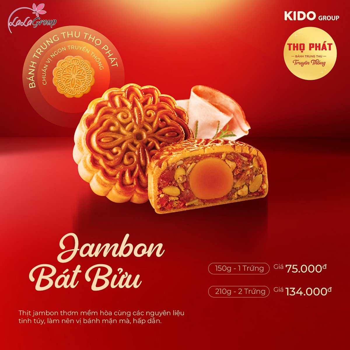 B&aacute;nh Trung Thu Thọ Ph&aacute;t Jambon B&aacute;t Bửu 2 Trứng 210g (TB2)
